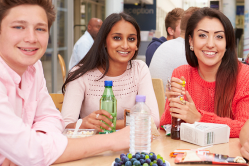 teens hanging out at library