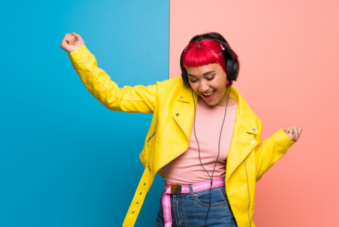 Young woman listening to music