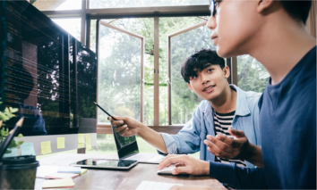 two teens coding