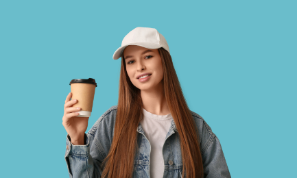 teen girl holding coffee