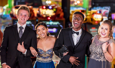 group of teens in formal wear